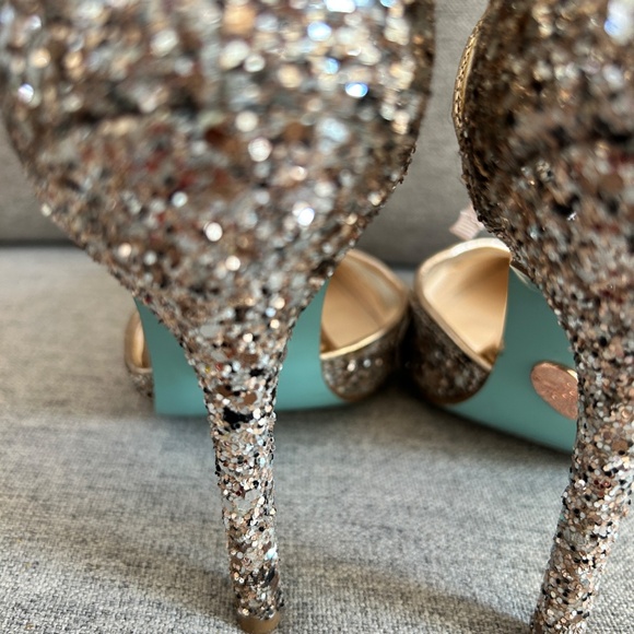 Betsey Johnson Stela Glitter Ankle-tie Pumps in Champagne - Picture 4 of 7